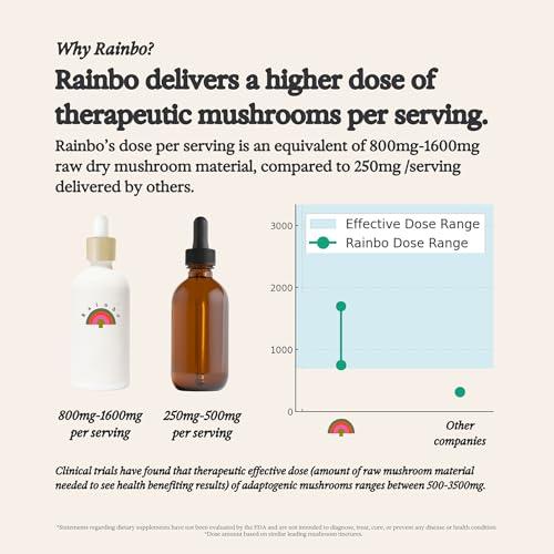 Rainbo Rainbo 11:11 Multi Mushroom Tincture, Dual Extract Mushroom Supplement for Comprehensive Immune Support, Brain Support, Liquid Lion's Mane & Turkey Tail, Vegan, Non GMO, 3.4 fl oz