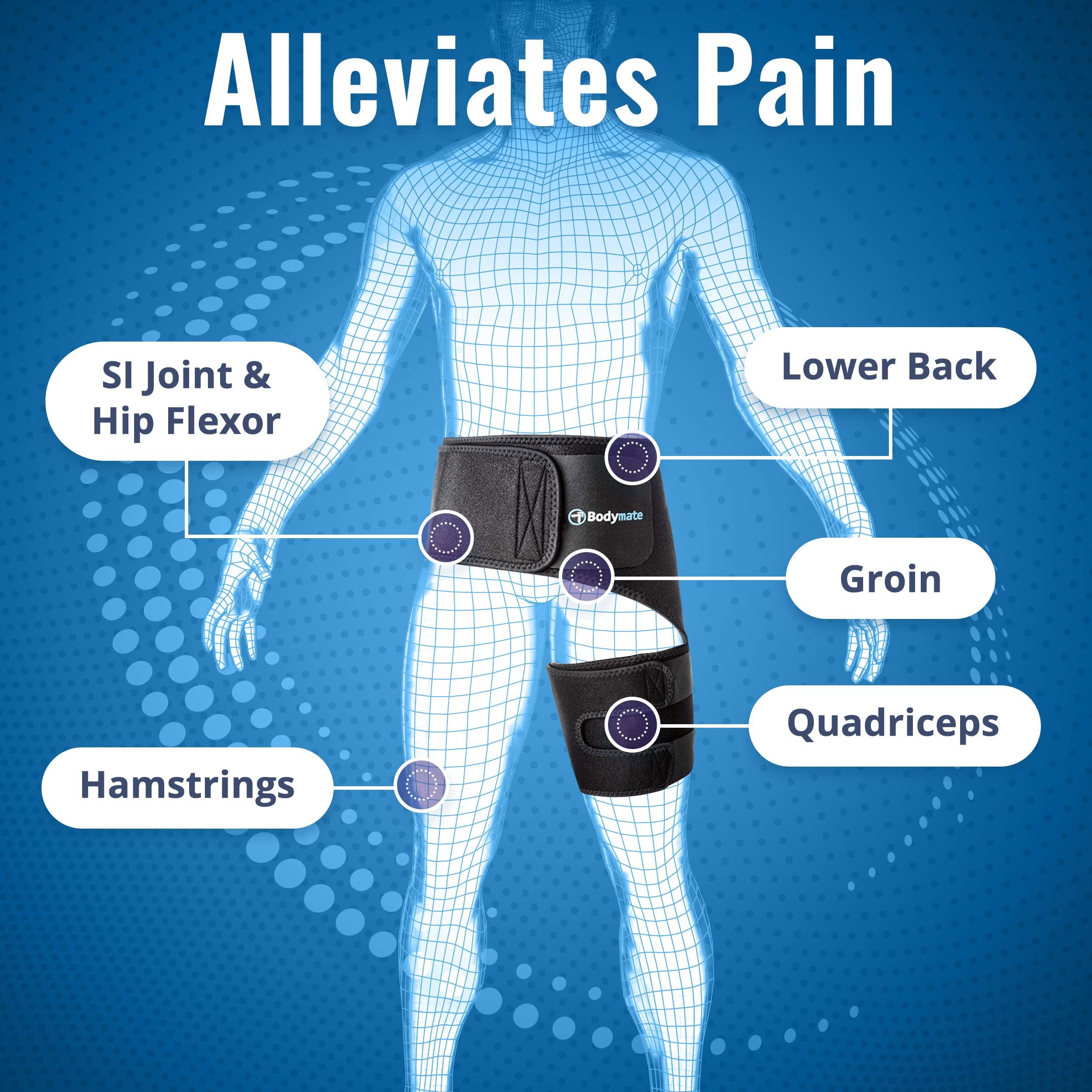BODYMATE BODYMATE Hip Brace and Sciatica Pain Relief Devices - Sacroiliac Belt, Compression Wrap for Thigh, Hamstring, Joints, Hip Pain - Adjustable Sciatic Nerve Brace for Men and Women (Medium, 32-44 Inches)