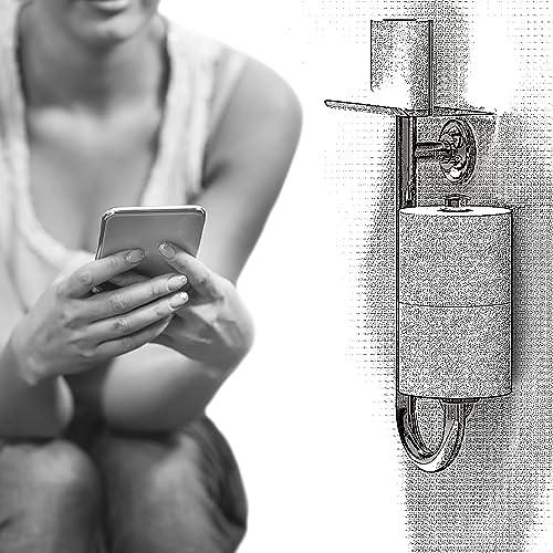 AquaChase AquaChase 3-in-1 Toilet Safety Grab Bar with Built-in Tissue Paper Holder and Phone Shelf, for 2 Mega Rolls, 250lbs Weight Support When Mounted in Stud, White Right-Hand