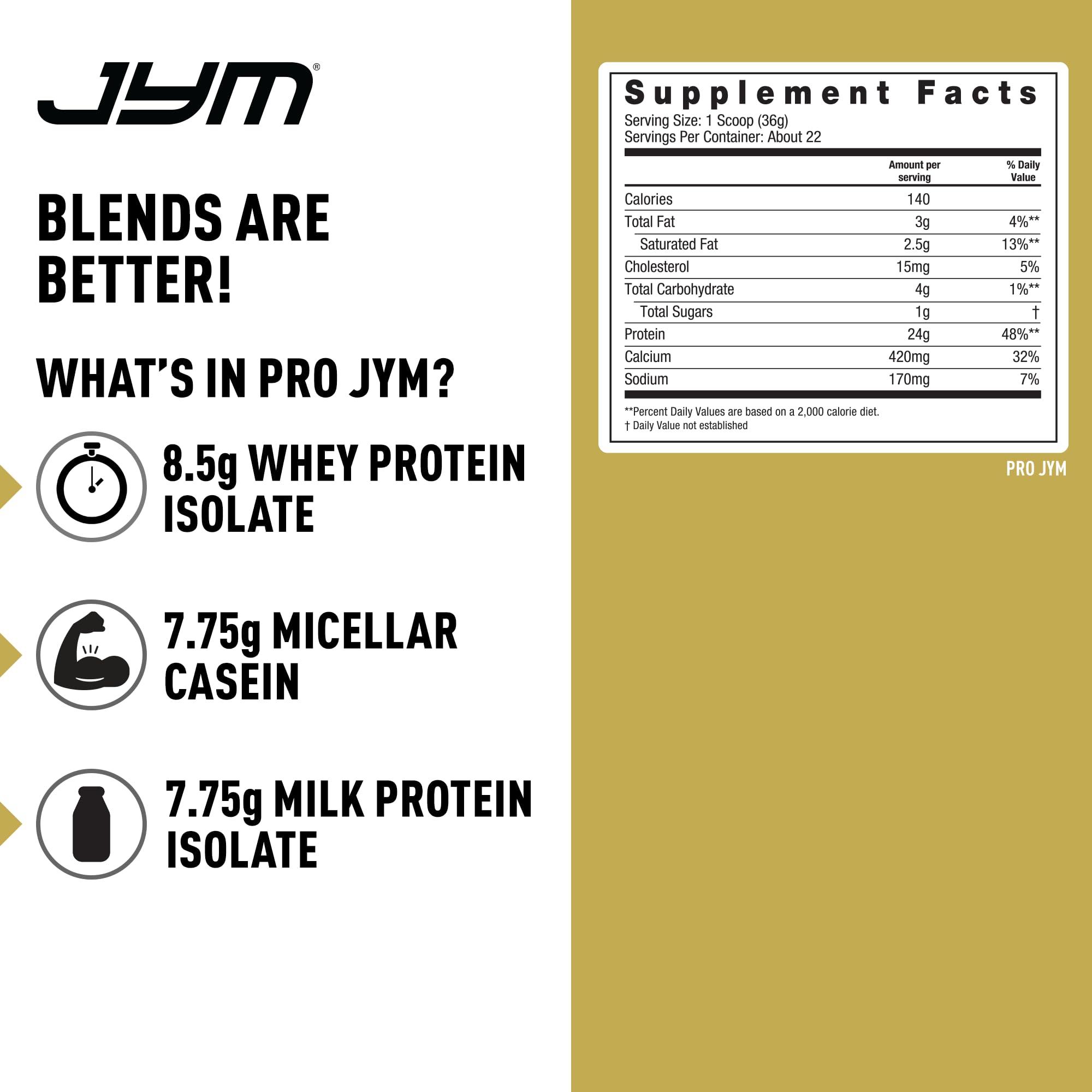 JYM Supplement Science Pro JYM Chocolate Peanut Butter Protein Powder - Whey Protein Isolates, Casein, & Milk Protein, Lean Muscle Building for Men & Women, JYM Supplement Science, 22 Servings