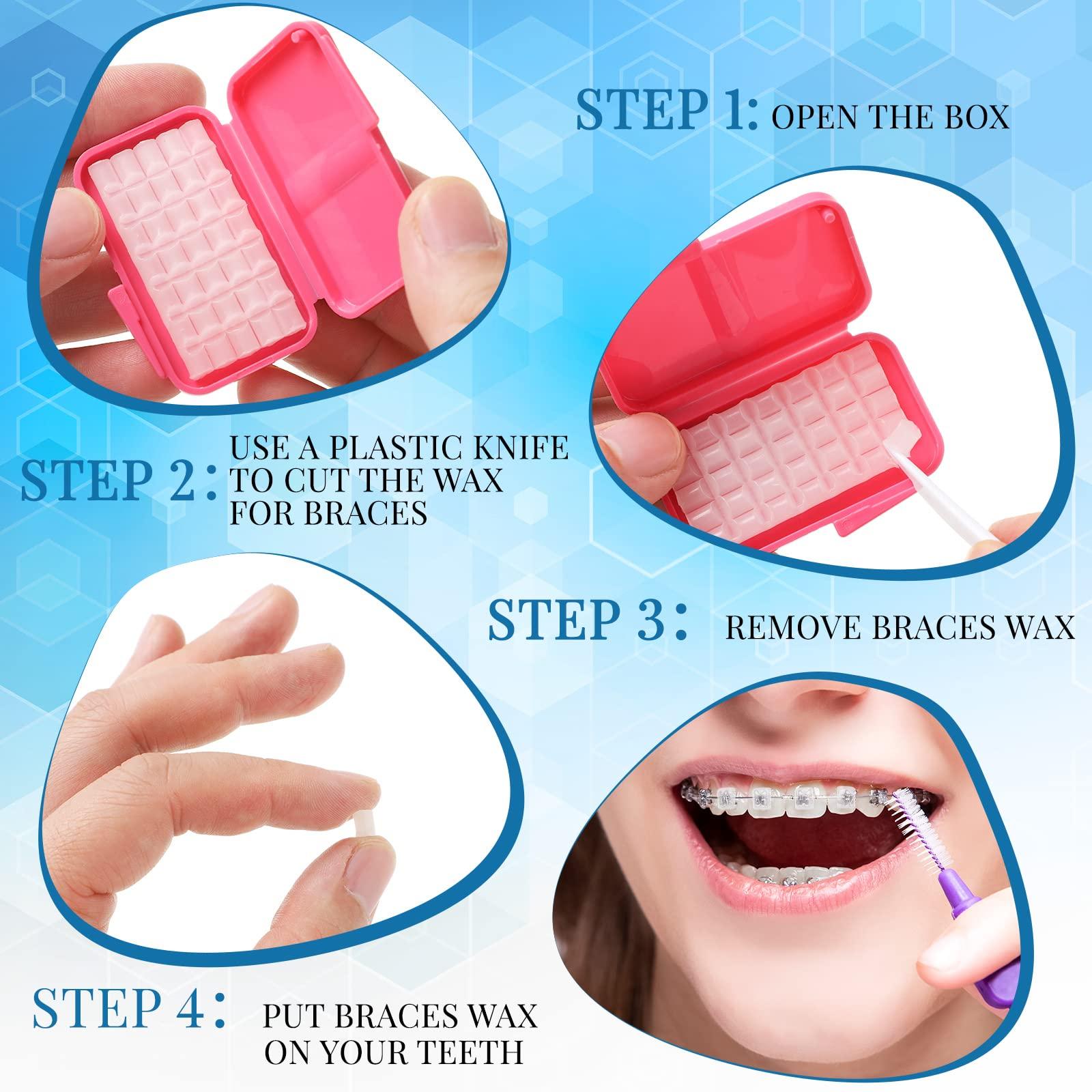 Sinmoe Sinmoe 40 Pack Dental Wax for Braces Orthodontic Wax for Teeth Oral Appliances with Colorful Storage Case and Small Plastic Cutter Repair Kit for Dental Care Wearer Braces Brackets