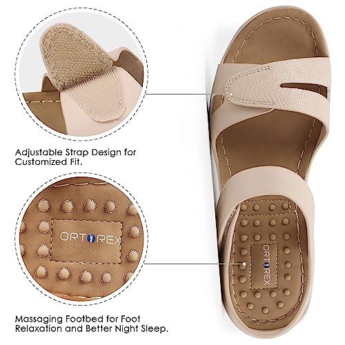 Ortho+rest Ortho+rest Women Arch Support Walking Sandals Comfortable Orthotic Sandals (8,Beige)