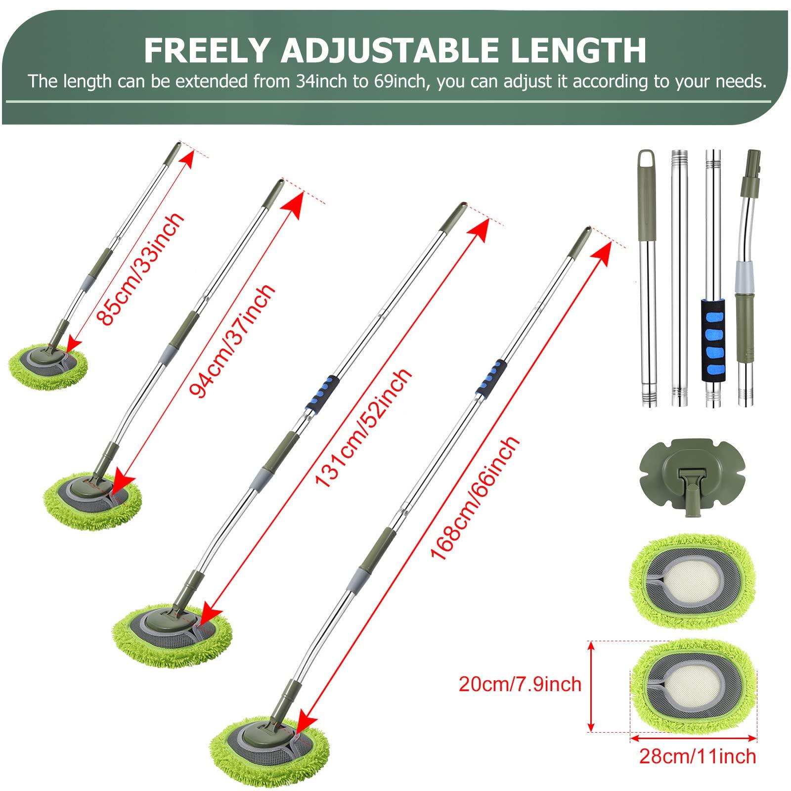 HoMerit Wall Cleaner, Wall Cleaner Mop Green Mop for Walls Max 66 Wall Mop with Long Handle, Ceiling Dust Mop with 15Labor-Saving Extension Pole, Green Wall Cleaner with Long Handle, Wall Washing Mop