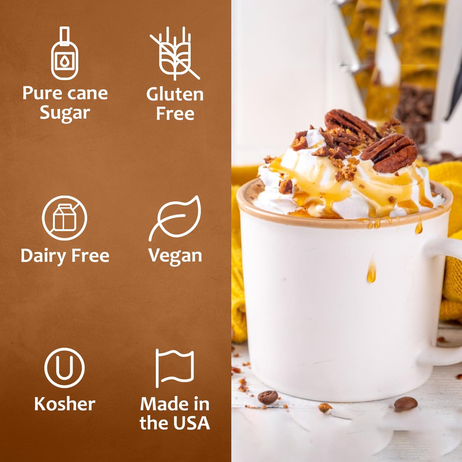 SYRUVIA Maple Bourbon Pecan Coffee Syrup by Syruvia 6-Pack, 25.4 fl oz, Wholesale Coffee Syrup Shops, Cafes, Baristas, Bistros, & Beverage Bars, Bulk Kosher & Gluten-Free