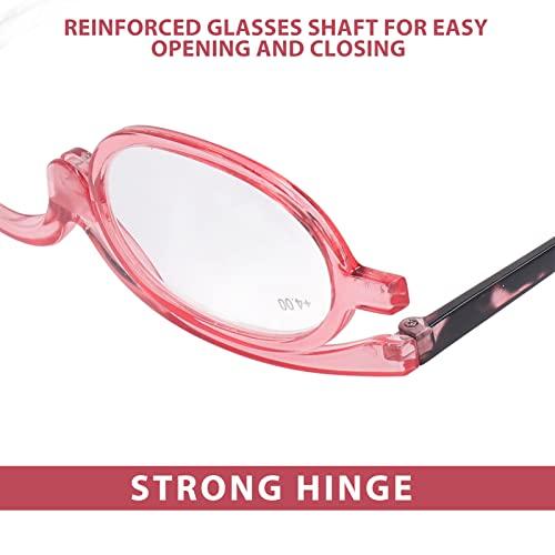 Yinhing Magnifying Makeup Glasses, Folding Cosmetic Reading Glasses, Flip Down Lens, Eye Makeup Glasses for Women (+3.50)