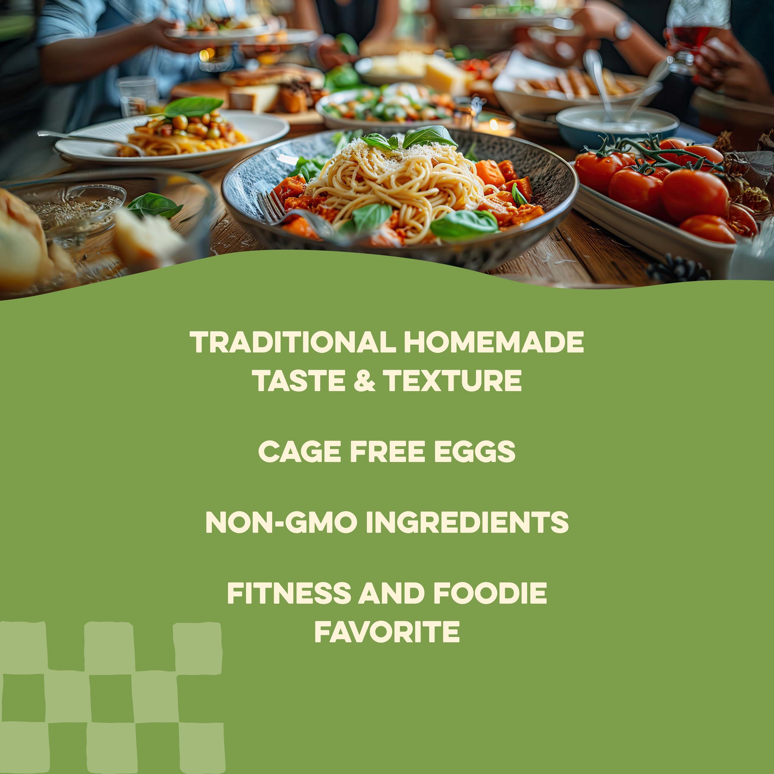 AL DENTE AL DENTE Carba-Nada Egg Fettuccine, Lower Carb, 16g High Protein, Cage Free Eggs, Non-GMO, Artisanal, Homemade Taste & Texture, 10oz Bags (Pack of 2)