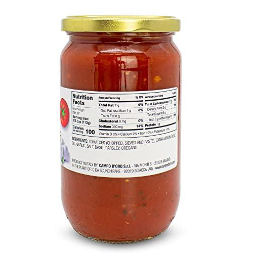 CAMPO D'ORO Marinara Tomato Sauce, Glass Jar 24oz, Italian Pasta Sauce, Ready Meal, Made with garlic and herbs, Made in Italy, Campo D'Oro. (Marinara)
