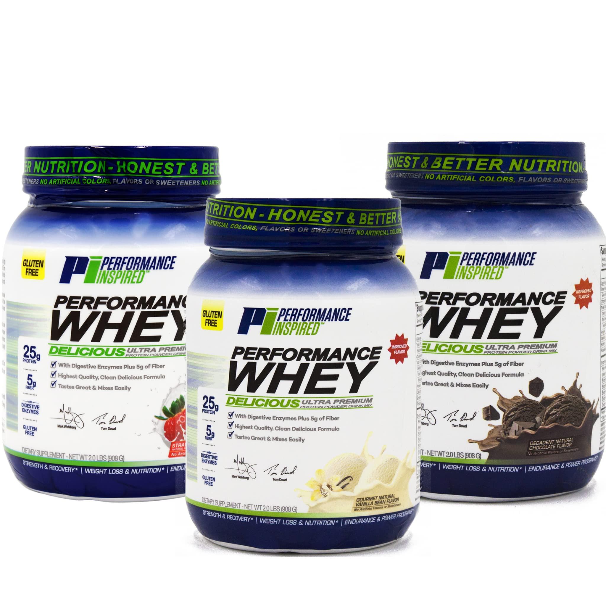 PERFORMANCE INSPIRED PERFORMANCE INSPIRED Nutrition WHEY Protein Powder - All Natural - 25G - Contains BCAAs - Digestive Enzymes - Fiber Packed - Natural Vanilla - 2lb