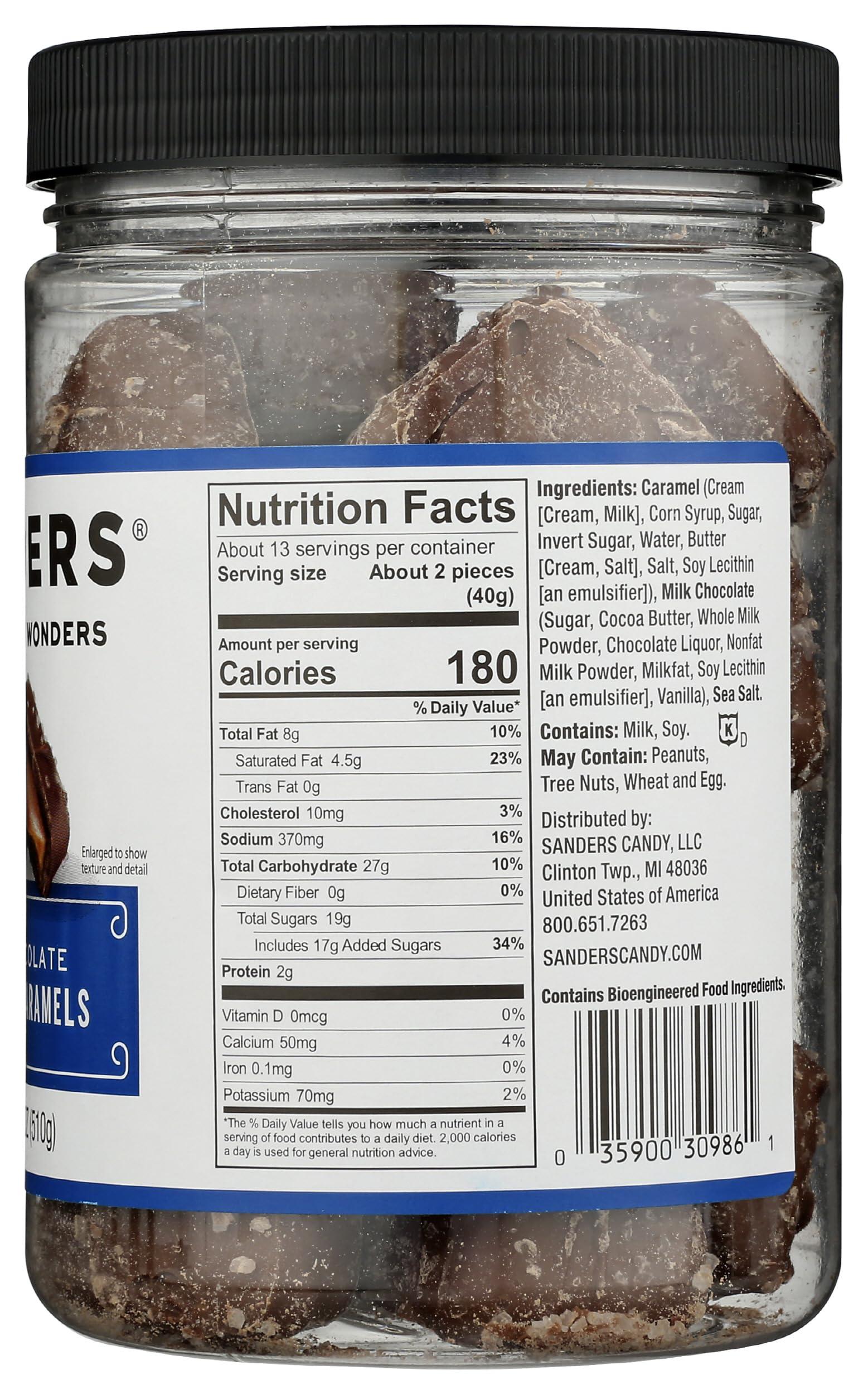 Sanders Sanders Milk Chocolate Sea Salt Caramels, Kosher, 18 Ounce (Pack of 6)