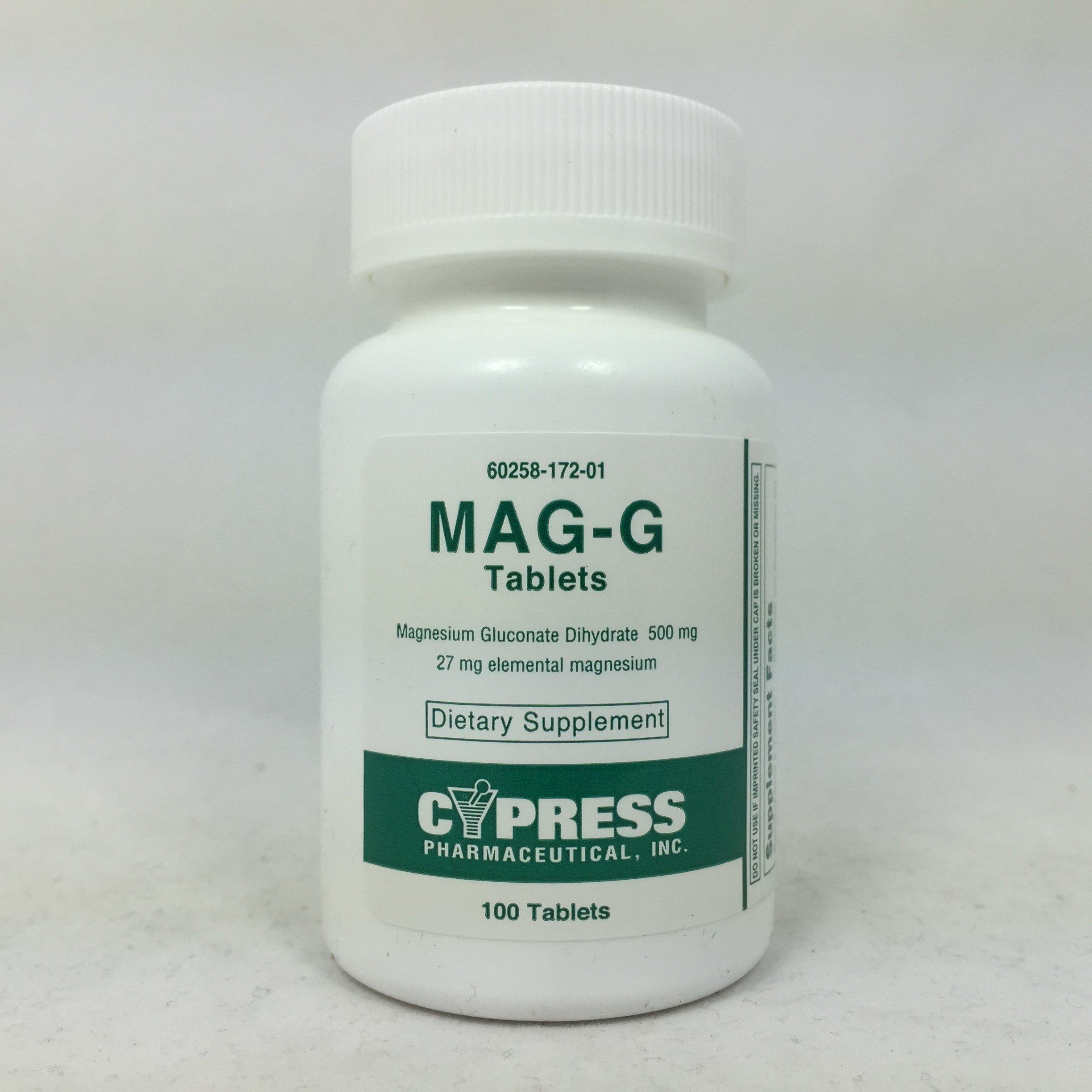LIJA Mag-G Tablets Magnesium Gluconate Dietary Supplement 100 Tablets Per Bottle (3 Pack)