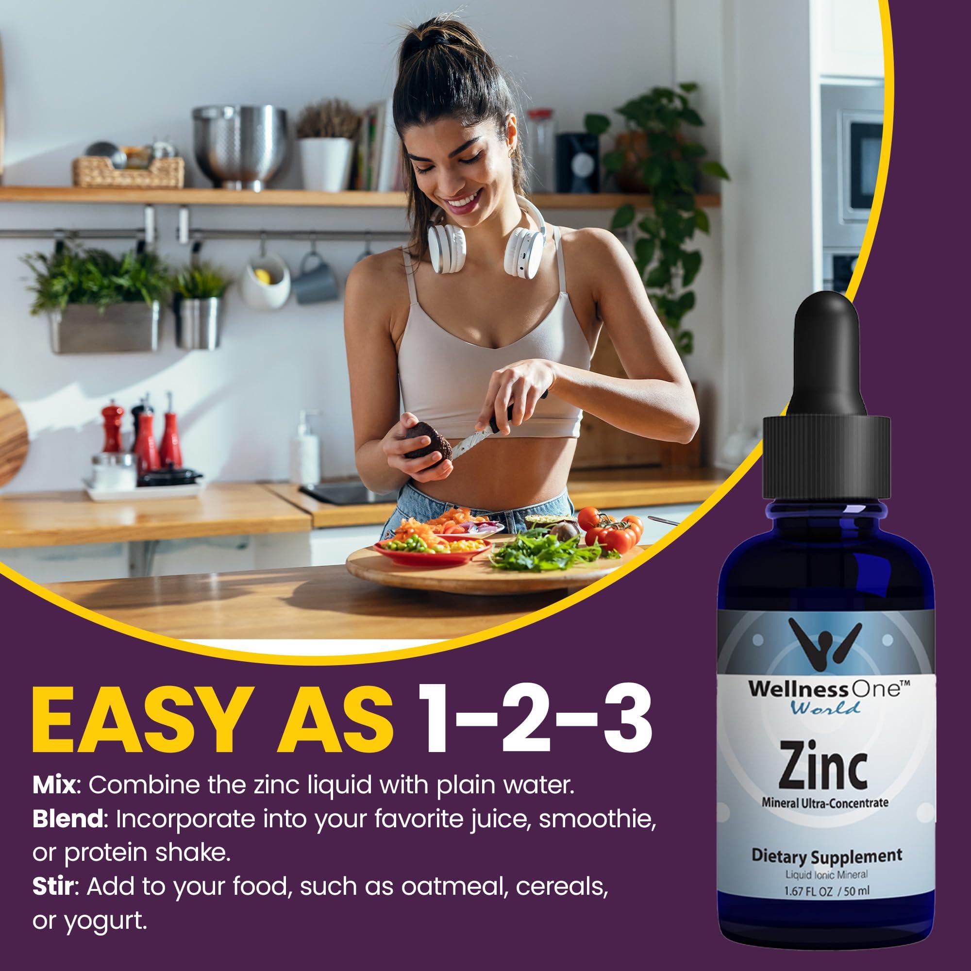 WellnessOne WellnessOne Ionic Liquid Zinc Drops for Immunity Support - Highly Absorbable Zinc Liquid Supplements for Kids & Adults - USA Tested, Vegan, Non-GMO, Gluten-Free, 1.67 fl oz