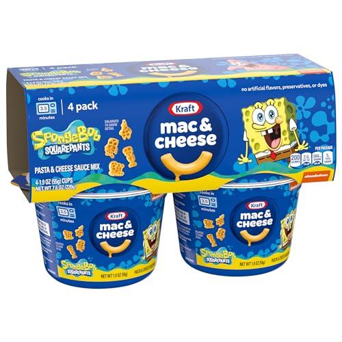 Kraft Mac & Cheese Kraft Mac & Cheese Cups Macaroni and Cheese Microwavable Dinner SpongeBob SquarePants, 4 ct Pack, 1.9 oz Cups (Pack of 2)