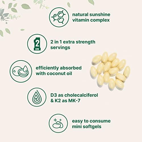 Micro Ingredients Vitamin D3 10000 iu Plus K2 (MK-7) 200 mcg, 180 Virgin Coconut Oil Softgels| 2 in 1 Vitamins D & K Complex | Supports Calcium Absorption, Bone, Immune, & Heart Health – Easy to Swallow