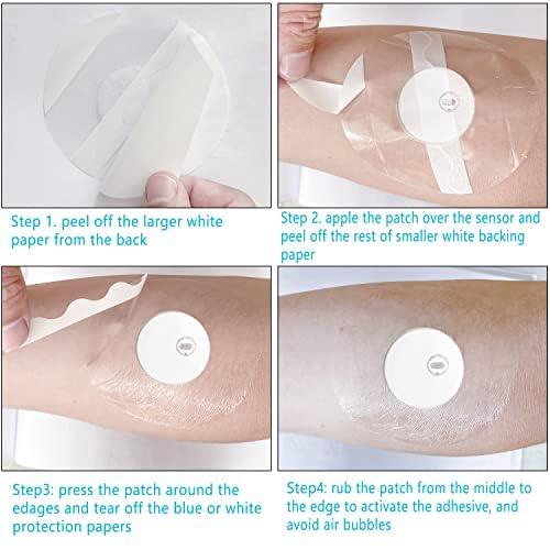 GTAGKOMMEN Sensor Covers for Libre 3, Waterproof-40 Pack Freestyle Adhesive Patches, Transparent Precut CGM Overpatch Tape Lasting to 14 Days Protect Your Sensor, Without Hole & No Glue On The Center -GTAGKOMMEN