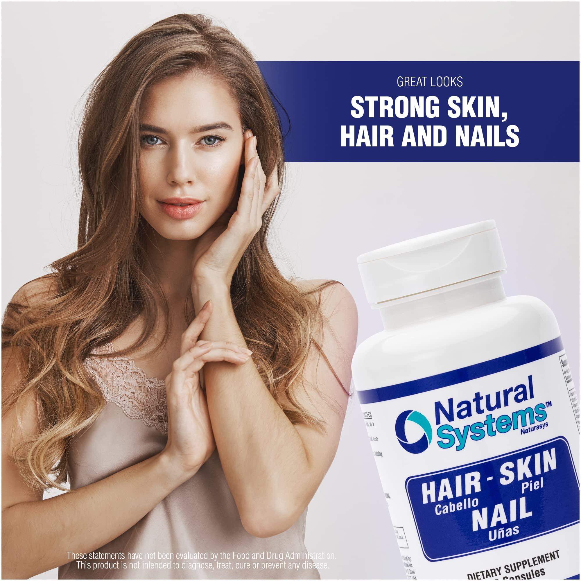Natural Systems Naturasys Hair Skin and Nails Vitamins Supplement 60 Capsule by Natural Systems - Strong Nails and Hair Growth Vitamins for Women and Men - Natural Biotin Hair Skin and Nails Vitamin - Skin Protection Vitamins