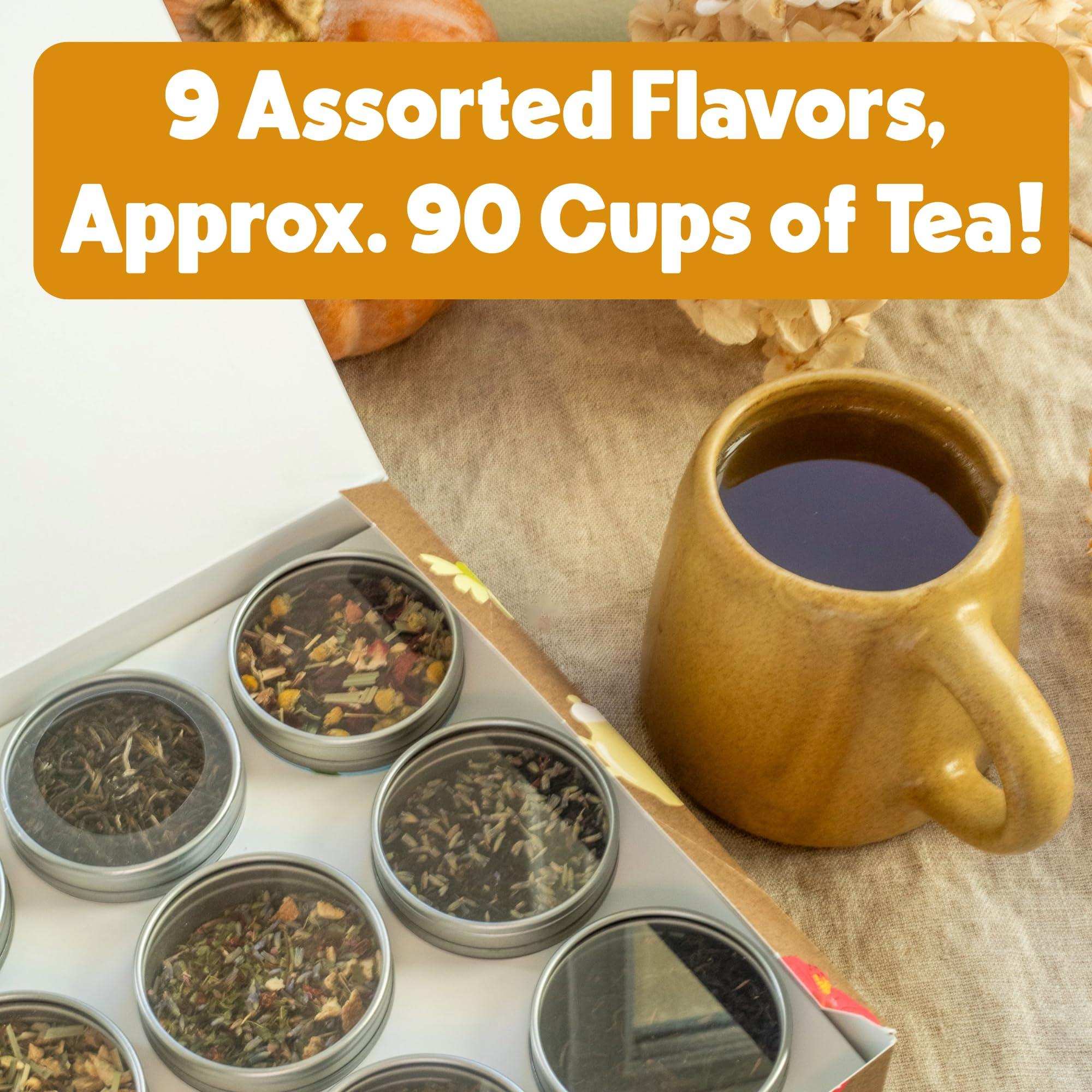Heavenly Tea Leaves Heavenly Tea Leaves Organic Loose Leaf Herbal Tea Sampler (Approx. 90 Cups of Tea), 9 Naturally Caffeine-Free Tisanes - Great Hot or Iced, Variety Pack, Assorted Gift Set, Health & Immune Support