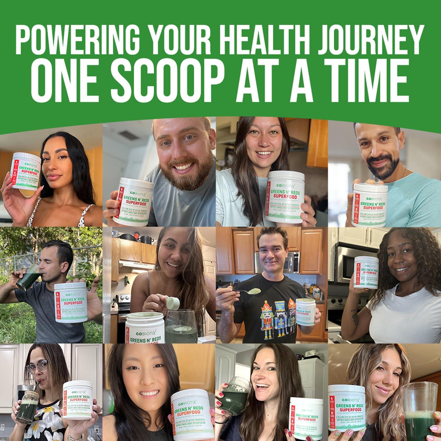 GOBIOTIX GOBIOTIX Super Greens and Reds Powder - Red and Green Superfood - Probiotic Supplement - Digestive Enzymes and Beet Root Powder - Organic Whole Foods Dietary Supplement (Mango, 3 Pack)