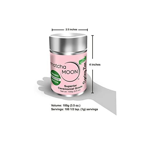 Matcha Moon Matcha Moon Spring Zen Matcha Green Tea Powder - Ceremonial Grade Matcha Green tea - Organic Japanese Matcha - Traditional Matcha Powder from Uji Kyoto - 100g (3.5 oz.)
