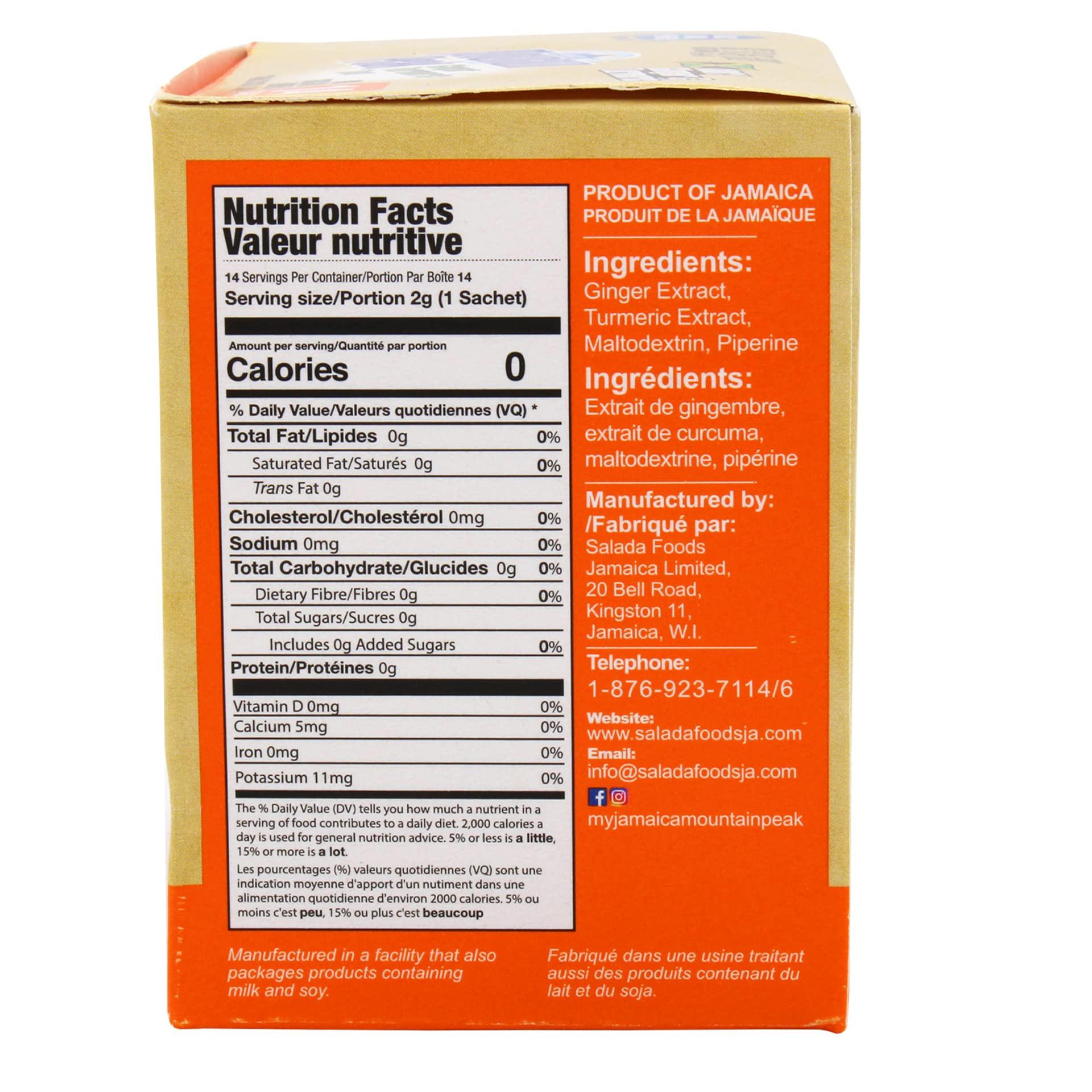 Mountain Peak Jamaica Mountain Peak Ginger Turmeric Tea, With No Added Sugar, 6.3 Ounce (Pack of 2)