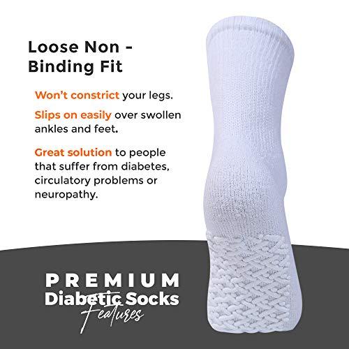 Diamond Star Diamond Star Anti Skid Socks Non Slip Non Binding With Grips Hospital Diabetic Crew Socks For Men Women 13-15 (12 Pack Grey, Big & Tall Men Shoe Size 9-14)