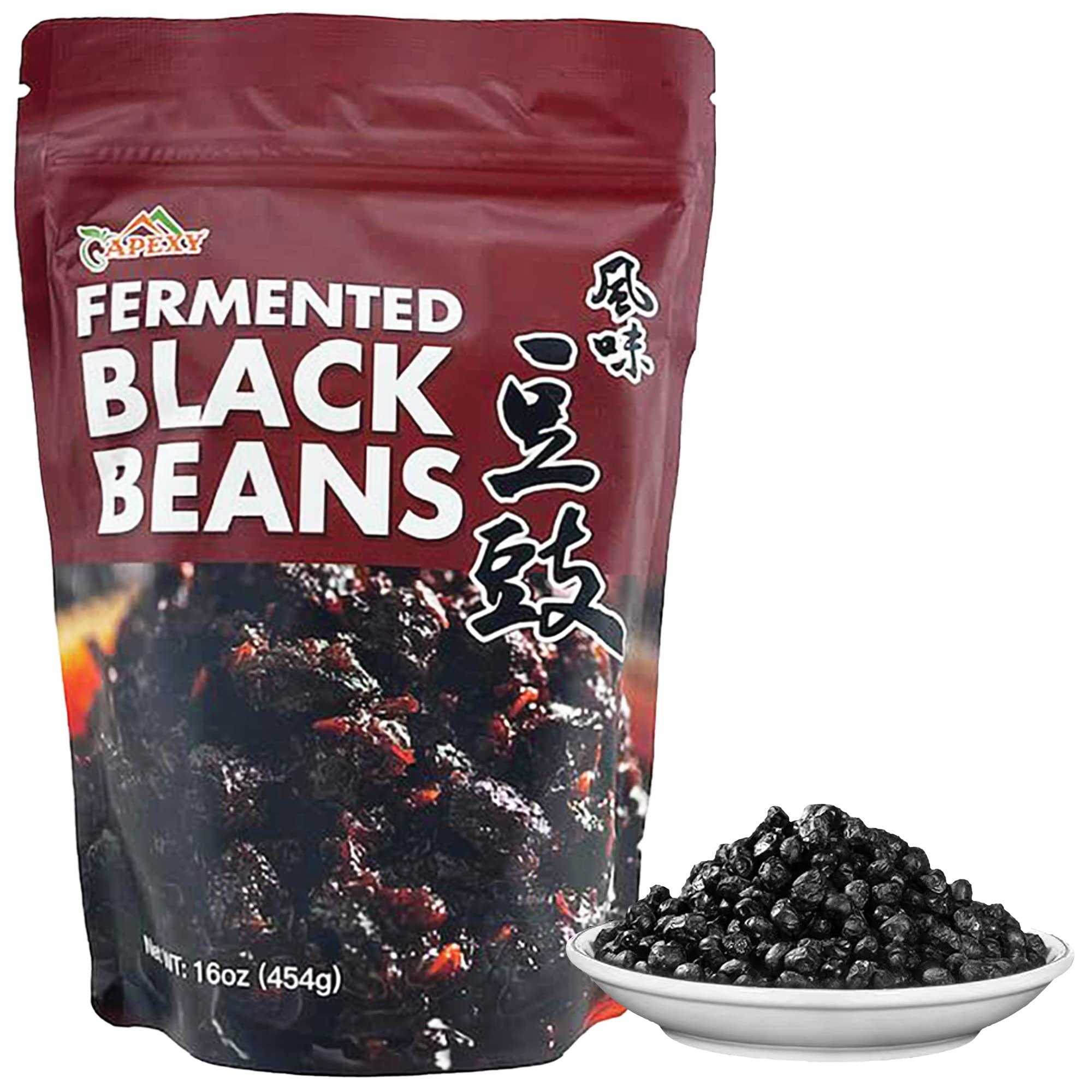 APEXY Apexy Premium Fermented Black Beans, Douchi, Authentic Asian Recipes Natural and Flavorful, Traditional Asian Seasoning & Ingredient, Gourmet Quality-Perfect for Asian Cuisine & Flavorful Dishes 16oz