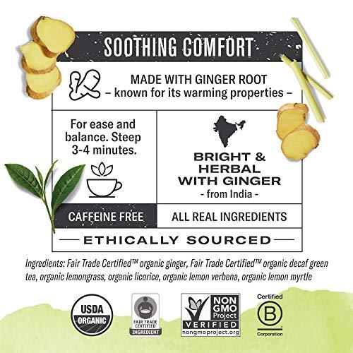 Numi Numi Organic Tea Ginger Lemon, 16 Count Box of Tea Bags (Pack of 6) Decaf Green Tea (Packaging May Vary)