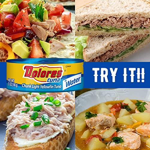 Dolores Dolores Tuna Chunk Light Yellowfin Tuna in Water, 5oz Canned Tuna, 24 Pack