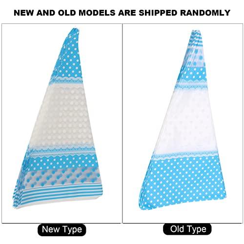 Kuuleyn Cone Shaped Cellophane Treat Bags, Cellophane Cone Bags, 50 Packs Festival Clear Cone Shaped Treat Popcorn Bags Cellophane Candy Bags with Twist Tie (Blue, 4 Silk * 17cm * 30cm)