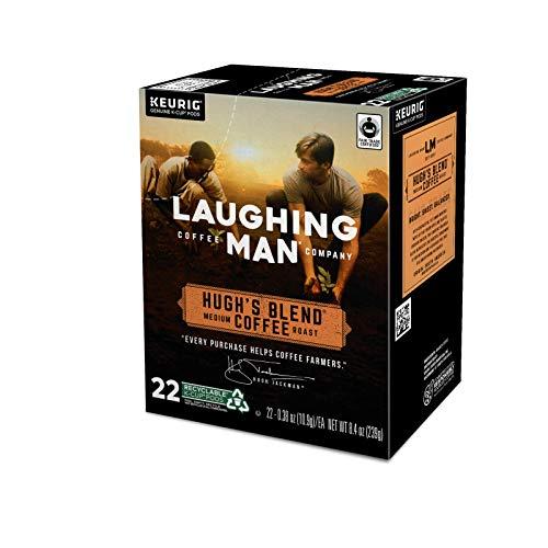 LAUGHING MAN Laughing Man Hughs Blend Keurig Recyclable K-Cup Coffee Pods, Single-Serve Fair Trade Medium Roast Arabica Coffee for use with Keurig Coffee Makers, 88 Count (4 Packs of 22)