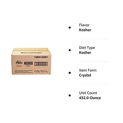 Diamond Crystal Diamond Crystal Kosher Salt – Full Flavor, No Additives and Less Sodium - Pure and Natural Since 1886-3 LB (Full Case of 9 ct)…
