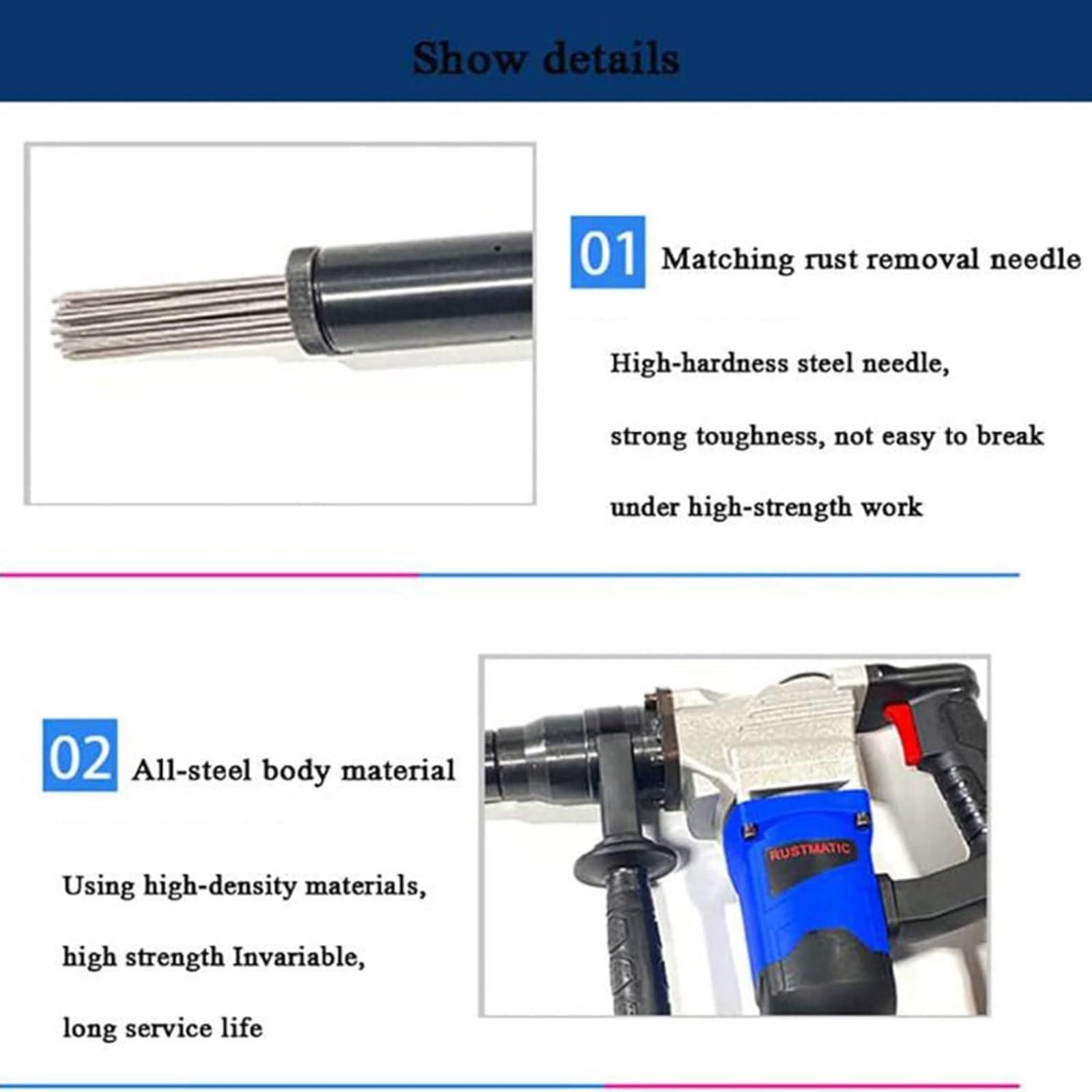 Beachtiful Electric Needle Derusting, 1100W Hand Held Needle Scaler Rust Removal Cleaning Machine, Rust Removal Machine Cleaning Tool, Eliminate The Coating, Rust
