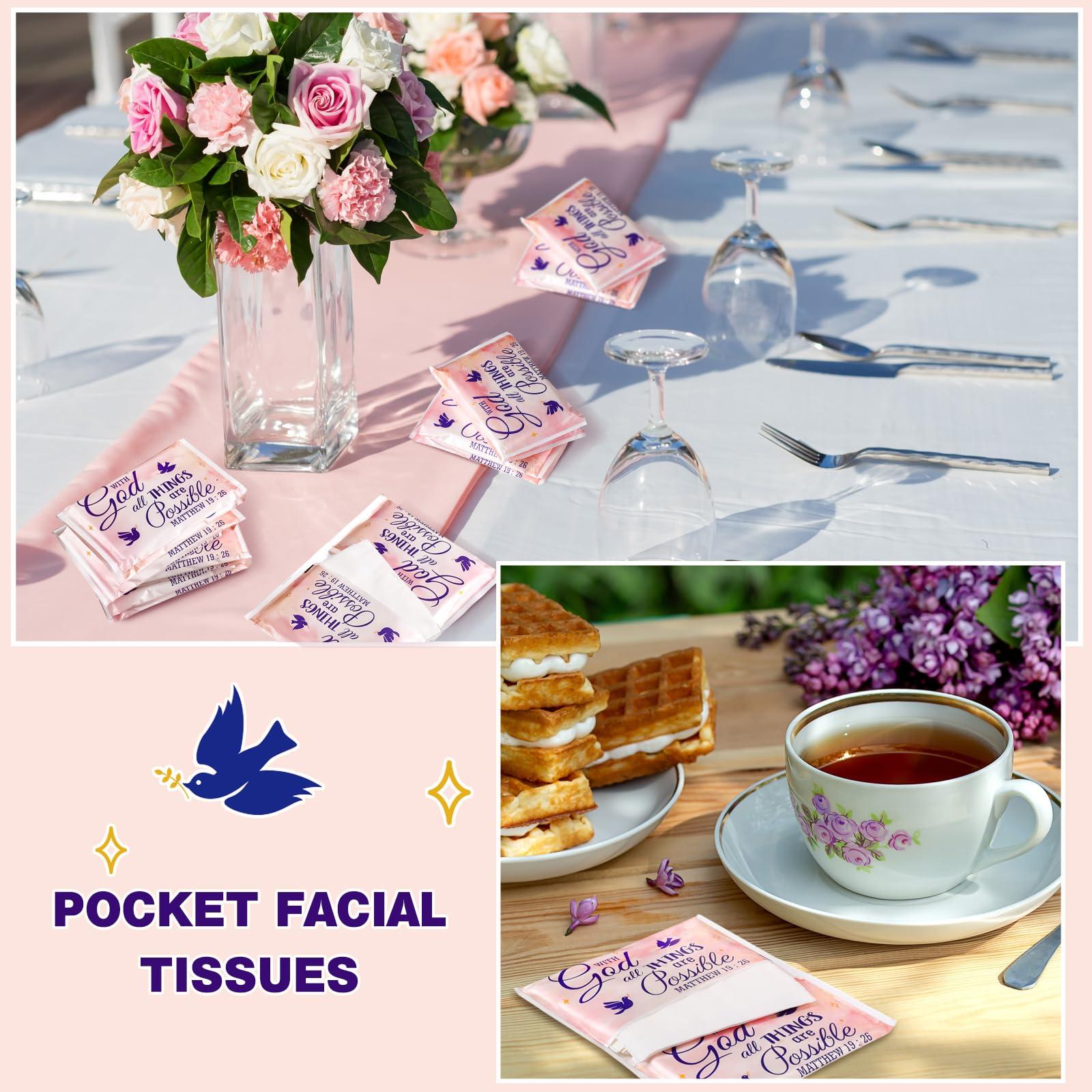 Sinmoe Sinmoe 60 Pack Pocket Tissues Travel Packs Christian Travel Tissues Wallet Facial Tissues 3 Ply Pocket Size for Guests Mini Tissues for Breast Cancer Wedding Xmas Graduation(Bird)