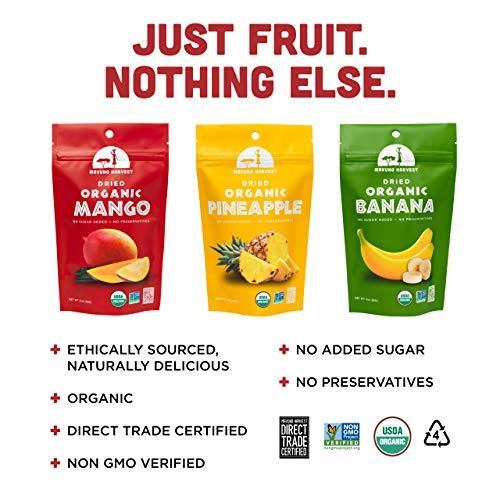 Mavuno Harvest Mavuno Harvest Organic Dried Fruit Variety Pack | Dried Mango, Pineapple, and Banana | Healthy, Vegan, No Sugar Added, Non GMO Snacks for Kids & Adults | 2 Ounce, Pack of 6