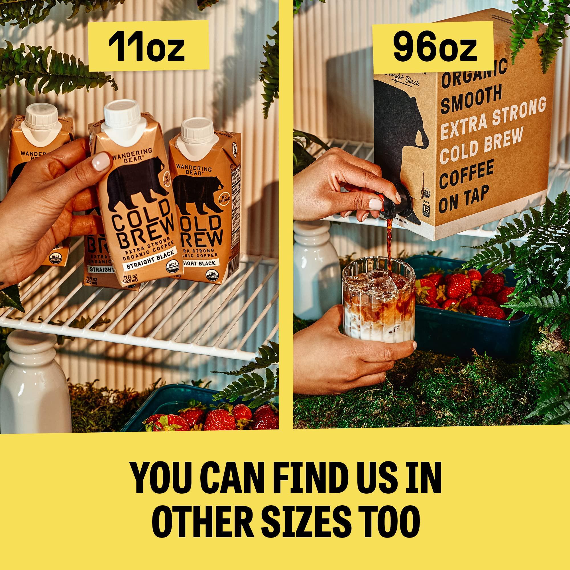 Wandering Bear Wandering Bear Organic Caramel Cold Brew Coffee, 32 fl oz, 6 pack - Extra Strong, Smooth, Organic, Unsweetened, Shelf-Stable, and Ready to Drink Iced Coffee, Cold Brewed Coffee, Cold Coffee