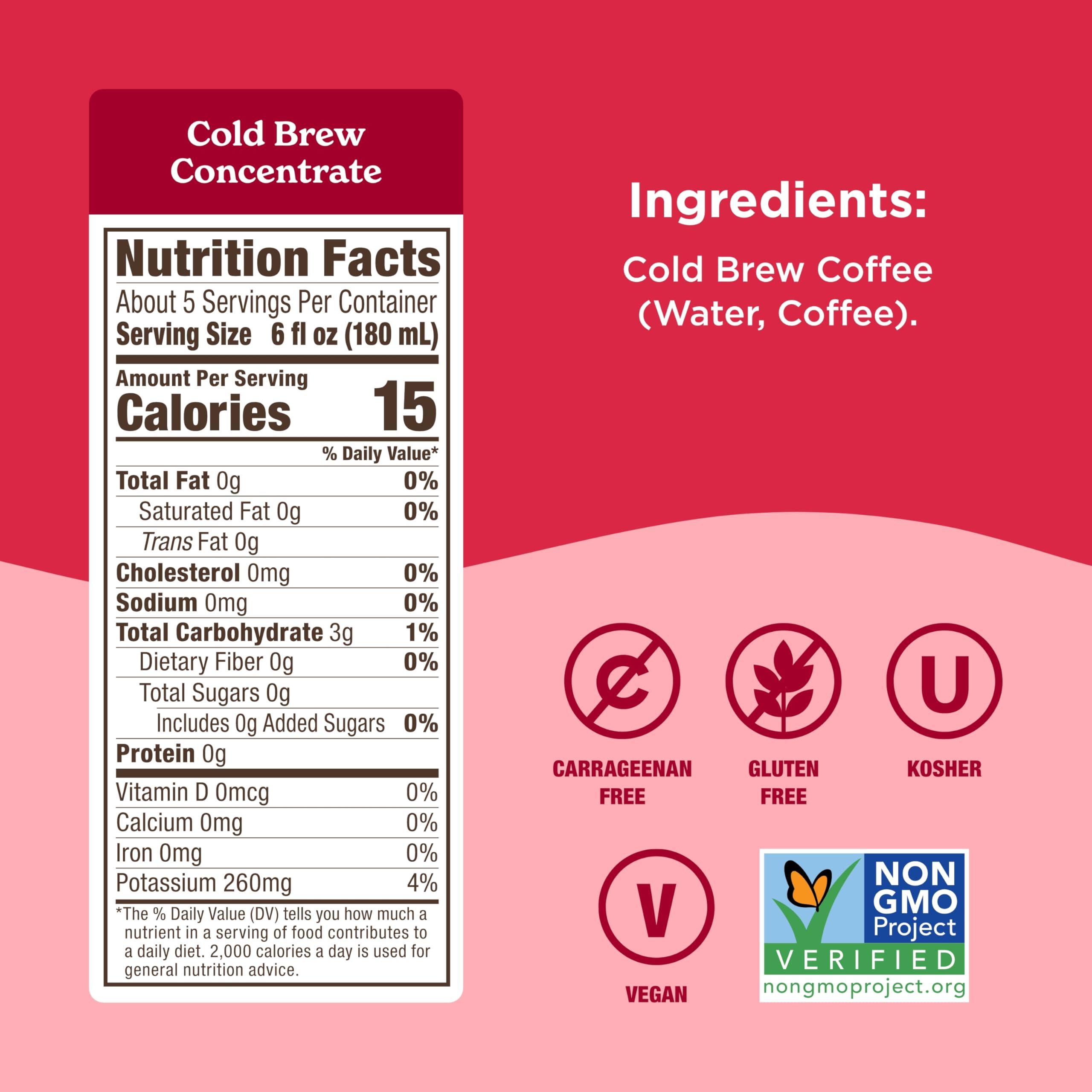 Califia Farms Califia Farms - Unsweetened Cold Brew Coffee Concentrate, 32 Fl Oz (Pack of 6), 100% Arabica, Shelf Stable, Plant Based, Vegan, Gluten Free, Non GMO, Sugar Free, Iced Coffee