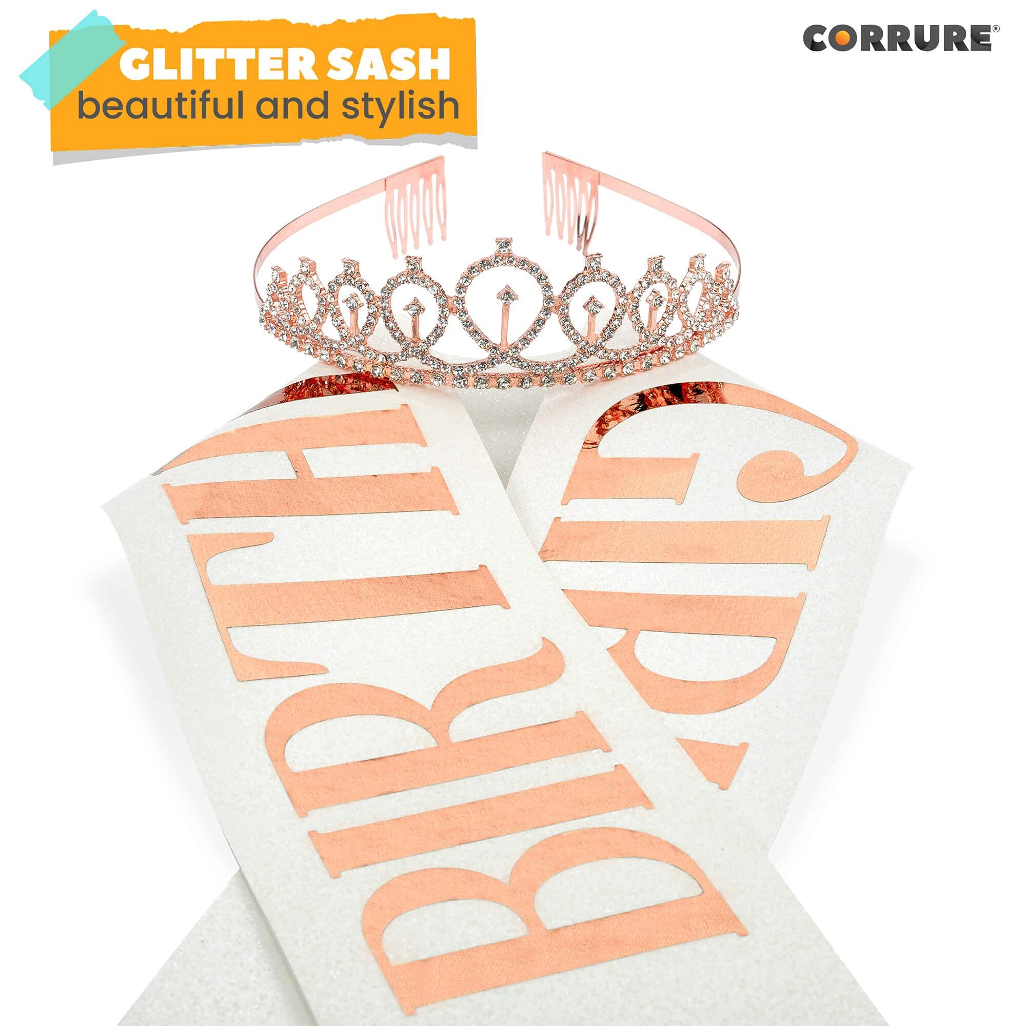 CORRURE CORRURE 'Birthday Girl' Sash, Rhinestone Tiara, and Cake Topper Set - Happy Birthday White Glitter Sash and Crown for Women's Sweet 16, 18th 21st 25th 30th 40th 50th or Any Other Bday Party