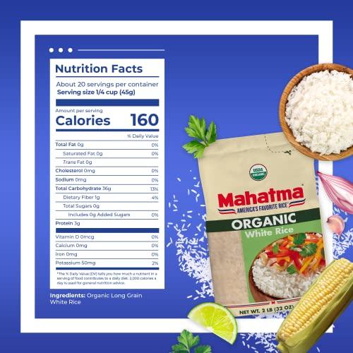 Mahatma Mahatma Organic White Rice, 32-Ounce Bag of Rice, Stovetop or Microwave Rice in 20 Minutes