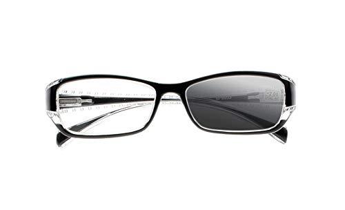 SightPerk Womens Half Transparent Transition Photochromic Progressive Multifocal Reading Glasses Sun Readers (Black, 1.50)