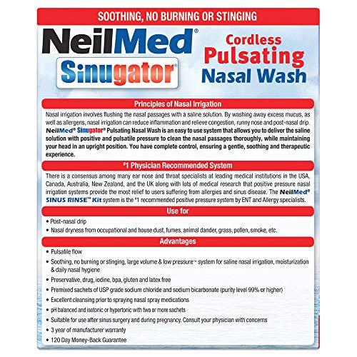 NeilMed NeilMed Sinugator Cordless Pulsating Nasal Wash Kit with One Irrigator, 30 Premixed Packets and 3 AA Batteries(Pack of 1)
