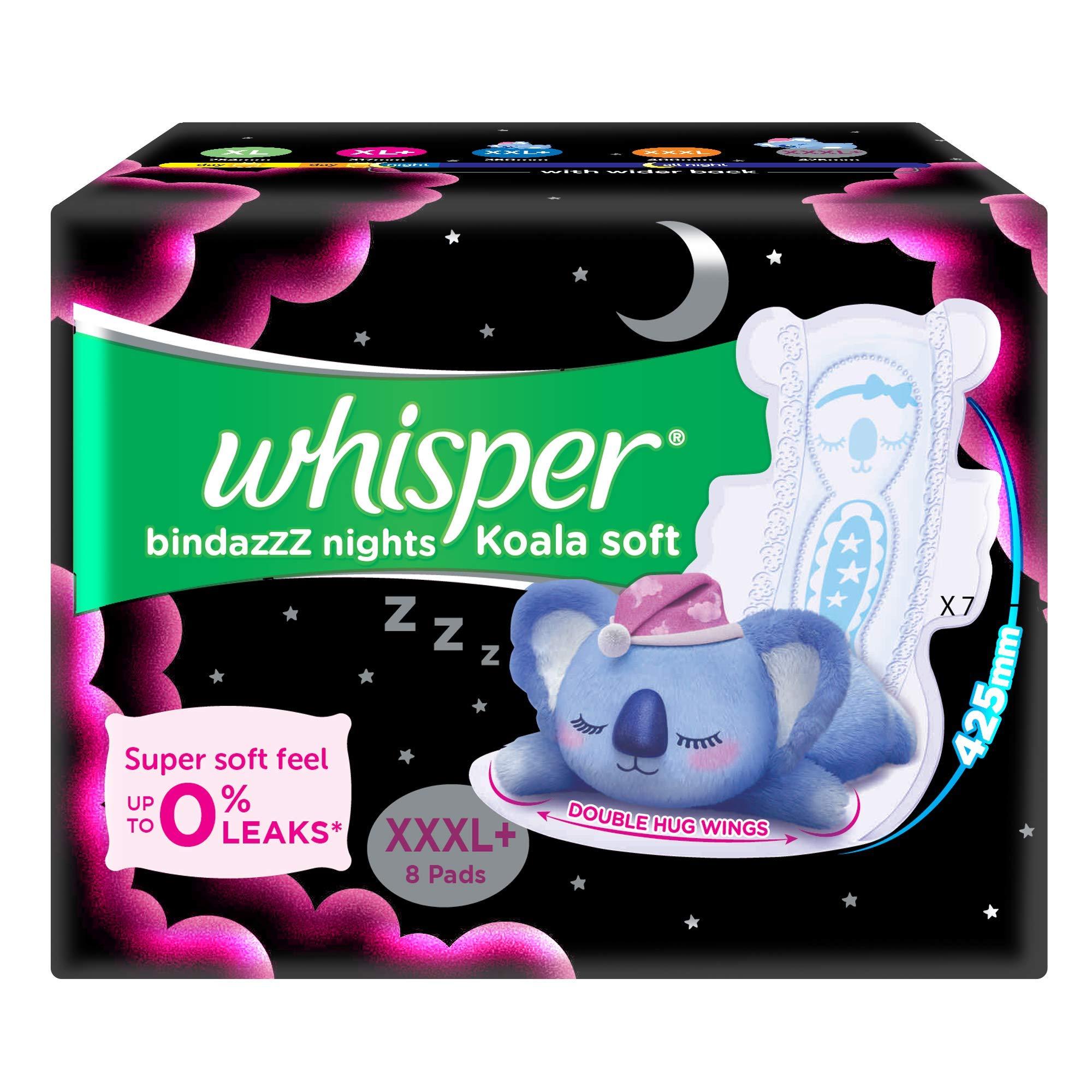 WHISPER Whisper Ultra Night Sanitary Pads for Women, XXXL+ 8 Napkins