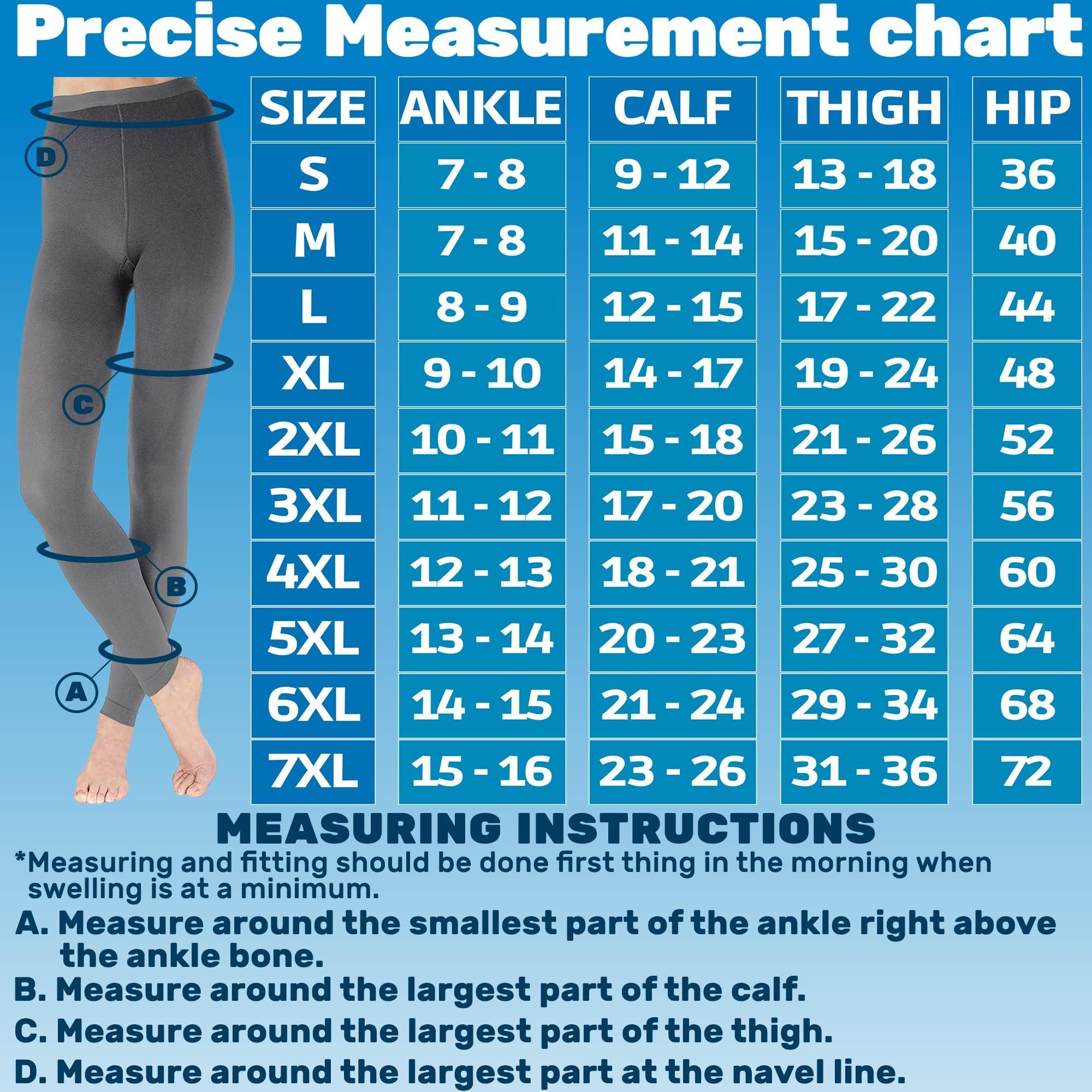 ABSOLUTE SUPPORT Footless Compression Tights for Women Circulation 20-30mmHg - Opaque Compression Support Leggings for Lymphedema, Arthritis, Embolism, Swelling - Gray, X-Large - A717GR4