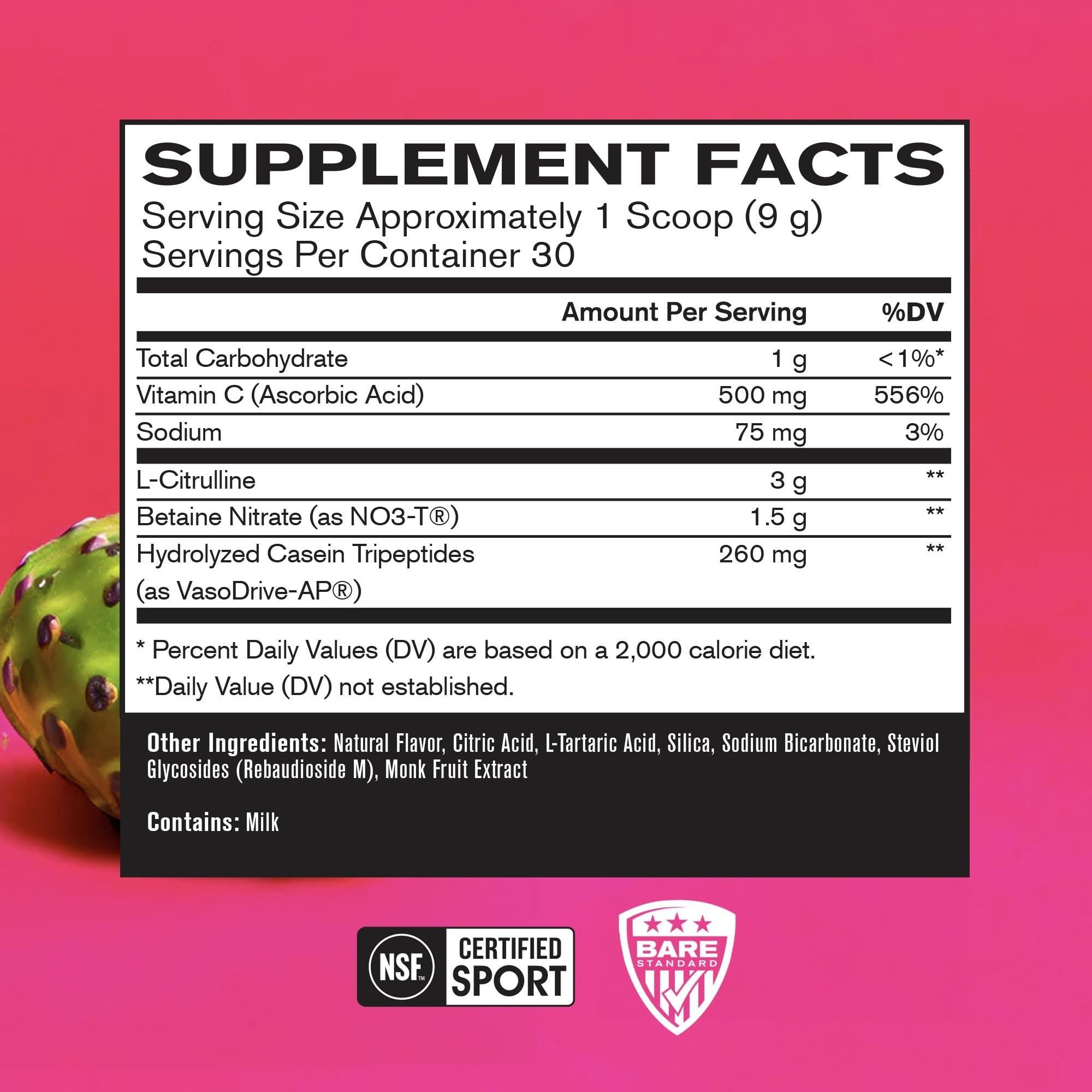 BARE PERFORMANCE NUTRITION BARE PERFORMANCE NUTRITION BPN Endo Pump Pre-Workout Muscle Pump Enhancer, Increased Blood Flow/Oxygen Transport to Muscles, Prickly Pear