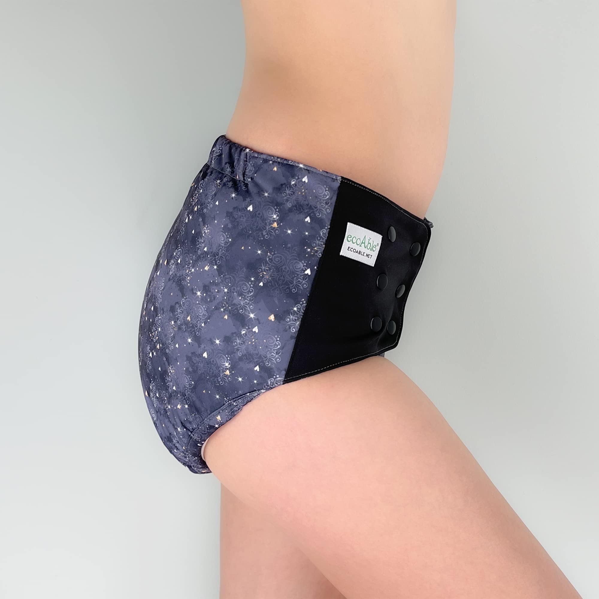 Ecoable Adult Nighttime Diaper Set - Day or Night Incontinence Protective Briefs for Special Needs Teens, Men and Women (Medium, White)