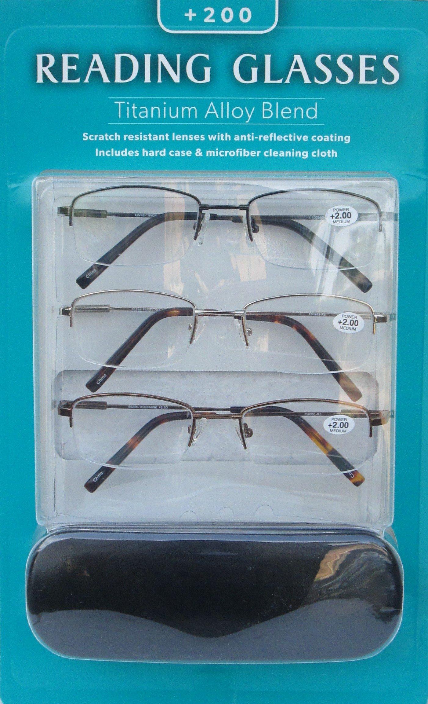 The Reading Glasses Company Reading Glasses Titanium Alloy Blend (+200)