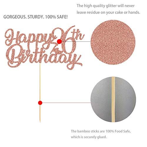 MAGJUCHE 27th Birthday Cake Topper, Rose Gold Glitter Cheers To 27 Years Party Decoration, Supply