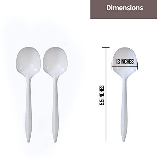 Nicole Home Collection Plastic Soup Spoons, Medium Weight Disposable Cutlery, Value Pack 1000 Count, White