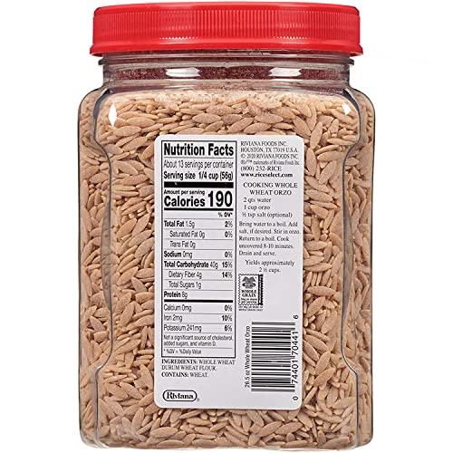 RiceSelect RiceSelect Whole Wheat Orzo Rice-Shaped Pasta, Non-GMO, Vegan, 1.66 Pound (Pack of 1)