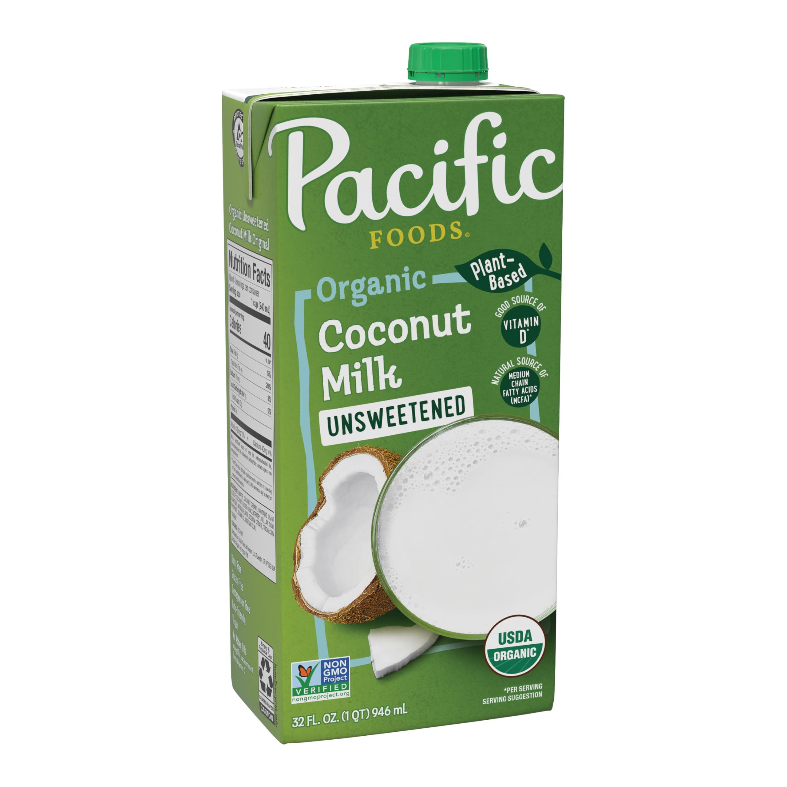 Pacific Foods Pacific Foods Organic Unsweetened Coconut Milk, Plant Based Milk, 32 oz Carton (Pack of 6)