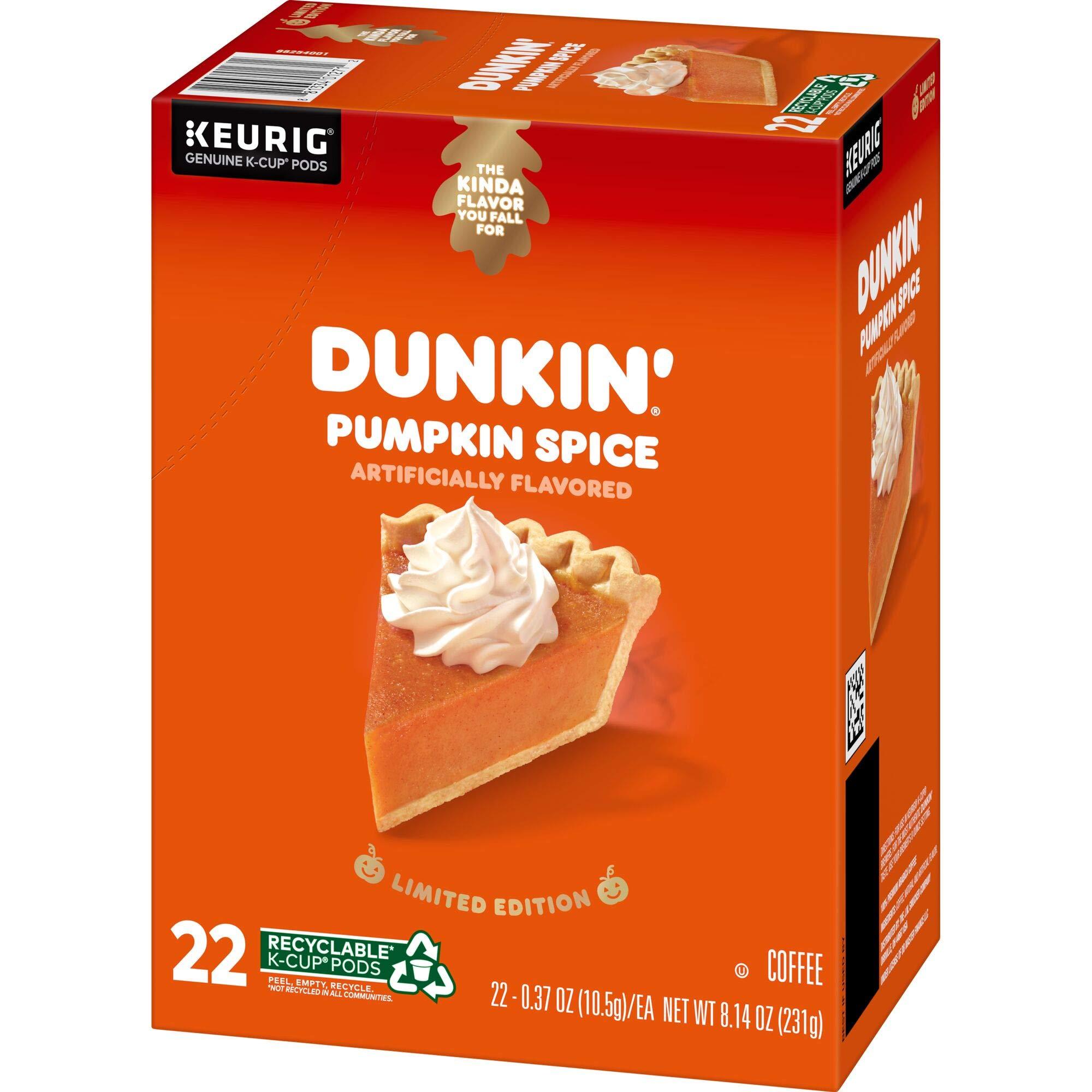 Dunkin\' Dunkin\' Pumpkin Spice Flavored Coffee, 22 Keurig K-Cup Pods