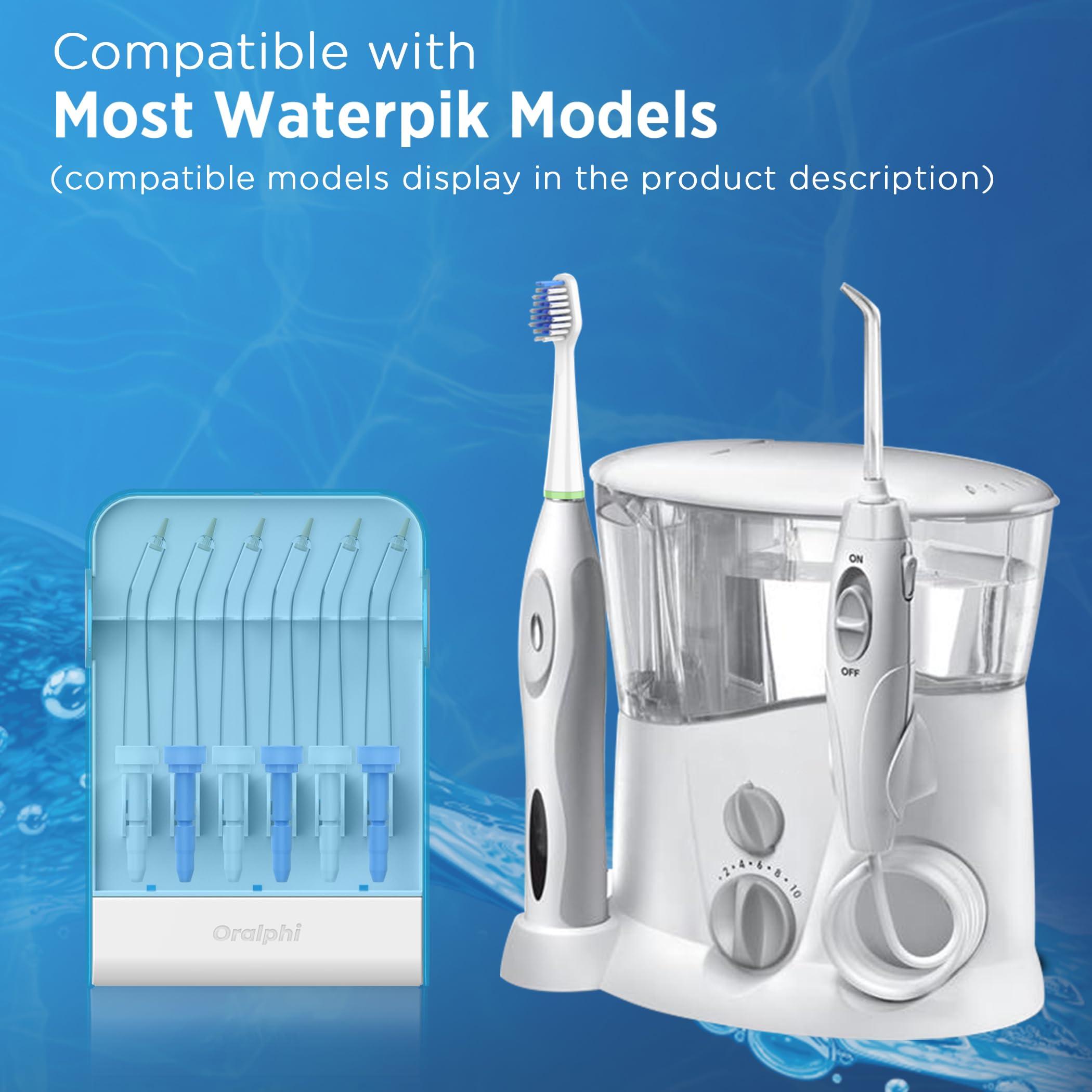 Oralphi Replacement Tips for Waterpik Water Flosser (6 Pik Pocket Tips + Storage Case Combo)